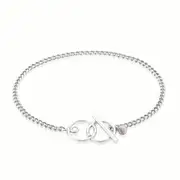 Zamel's Sterling Silver 19 cm Cubic Zirconia Double Circle T-bar Bracelet