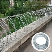 Razor Wire Barbed Wire Razor Ribbon Barbed Wire, Anti-Climbing Spiral Barbed Wire Coils, Outdoor Garden Helical Wire Stainless Steel Fence for Commercial Residential Use