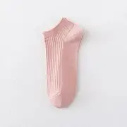 Plain Ribbed Short Socks Pink - One Size