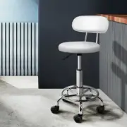 Stylish Salon Stool PU Leather Round Seat Barber Hairdressing Chair With Back