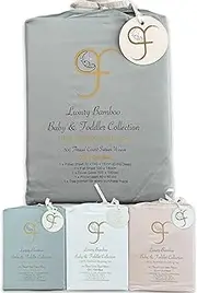 GF 100% Organic Bamboo Baby & Toddler Cot Bed Bedding Set 4 Pieces 300tc Luxurious sateen weave Duvet Cover, Fitted sheet, Flat Sheet, Pillowcase