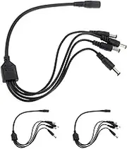 DIANN 3pcs DC Power Splitter Cable 1 Female to 4 Male 5.5mm x 2.1mm DC Power Extension Adapter Cable for CCTV Surveillance Cameras Surveillance Routers DVR Monitor Electricity