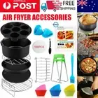 122pcs 8 inch Air Fryer Frying Cage Dish Baking Pan Rack Pizza Tray Accessories