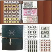 Ettonsun Coin Collection Book 386 Coin Pockets & 12 Currency Sleeves, Coin Collecting Album Holder for Collectors Money Collection Book Coin Display Storage Case Organizer for Coin Collection (Green)