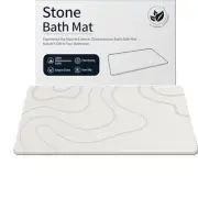Stone Bath Mat Diatomaceous Earth Shower Mat Non-Slip Super Absorbent White