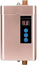 Instant Water Heater, Mini LCD Display Touch-Screen Electric Tankless Water Hot Heater, Household Water Heating Machine with Remote Control,Gold,220V 4000W