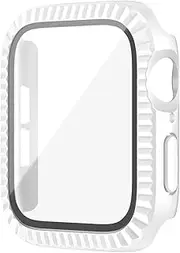 BRRTMTPAOK 10 Pcs/pack, TPU Full Case +Tempered Glass Compatible With Apple Watch Cases 44mm 38mm 40mm 42mm Bumper Compatible With IWatch Series 6 SE 5 4 3 2 1 watch case(White,38mm Series 321)
