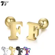 TT Surgical Steel Initial Letter F Ear Cartilage Tragus Earrings (TR77F) NEW