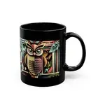 11oz Black Mug - Owl Geometric - Black