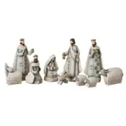 Nativity Set 7 inch Kings Animals Dolomite Textured Handcrafted Look Resin 10 pc
