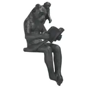 White Moose Resin 23x25cm Sitting Shelf Monkey Home/Room Mantle Decor Black