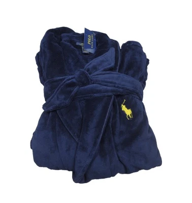 Polo Ralph Lauren Men's Cruise Navy Plush Microfiber Shawl Collar Robe L/XL