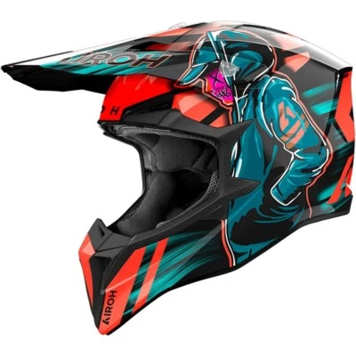 AIROH WRAAAP Cyber Gloss Orange Motocross MX Helmet HAWRA1075 Size Large