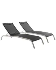Modway Set of 2 Savannah Outdoor Patio Mesh Chaise Loungers