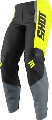 Shot Draw League Kids Motocross Pants, black-grey-yellow, Size 4/5 Black Grey Yellow