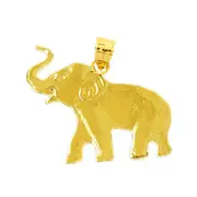 14K Gold Trunk High Elephant Pendant