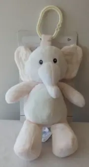 Kelly Baby 10" Elephant Plush Rattle Clip On Lovey Toy Pink Crinkle Ears New