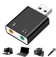 External Sound Cards | USB 3.5mm External Sound Card Adapter | Plug and Play USB Card Equipment, Sound Card Accessories for Laptops Desktops