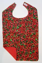 Modern Poinsettias Adult Sized Bib * Special Needs Seniors * Reversible