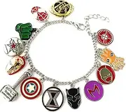 [Bezelye] Superhero Bracelet Charm, Vengers Captain Marve Hand Chain Bracelets, Anime Gifts Charm Chain for Boys, Girls and Women
