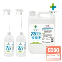 在飛比找森森購物網優惠-醫潔 75%清潔用酒精4000ml+500ml*2+噴槍*2