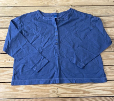 old navy NWT Women’s Oversized half button long sleeve top size L Blue R11