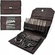 Lykke Interchangeable Knitting Needles, 5" Inch Driftwood Wooden Needles, Knitting Needles Set - (Cacao Denim Effect)
