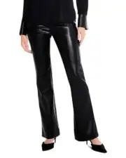 $168 Nic+Zoe Women's Faux Leather Bootcut Pants, Black, 14