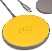 Dreem Empower Magnetic Wireless Charger Pad – Compatible with MagSafe for iPhone 16/15/14/13/12 & Qi-Certified Devices – Premium Vegan Leather [Yellow]