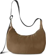 [Iqimott] Nylon Crescent Bag Medium Crossbody Shoulder Bag with Adjustable Strap, Large Capacity Casual Waterproof Sling Bag for Women
