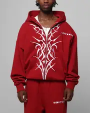 [LOITER] Loiter Blood Born Zip Hoodie Burgandy - Size 3XL 3XL Burgandy