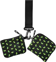 [GuoChe] Women's Coin Purses Card Cases Happy Halloween Green Black Thin Flat Zipper Wristlet Wallet with Zipper Coin Pocket for Women Men 2 Packs, Happy Halloween118, 4.13" x 3.51" & 4.13" x 4.13", Retro