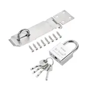 5" Keyed Different Door Latch Hasp Lock with Padlock Screws, Silver