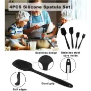 4Pcs Silicone Spatula Set Kitchen Cake Cooking Tools Resistant Restaurant Black