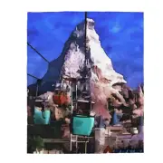 Velveteen Plush Blanket Disneyland Resort~ Sky Buckets Ride Retro