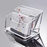 在飛比找Yahoo!奇摩拍賣優惠-透明名片盒 多格名片座 有機玻璃辦公單格收納四格