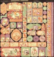 Graphic 45 Hello Pumpkin Collection Cardstock Tag Label Accent Border Stickers