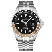 Revue Thommen Men's 'Diver' GMT Black Dial Black & Beige Bezel Watch 17572.2232