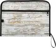 YMXFXP Wood Texture White Rustic Expandable Filing Folder, 13-Pocket Funny Cute Design with Sticky Labels, A4 Letter Size Document Organizer for Office, School, Boys, Girls