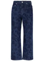 Erdem Floral-print Cropped Straight-leg Jeans - Indigo - 10 (UK10 / S) 10 (UK10 / S)