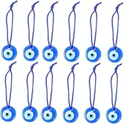 FUNOMOCYA 12pcs Blue Evil Eye Pendants for DIY Jewelry Making Amulet Hanging Decor Bead Accessories for Home Protection and Negative