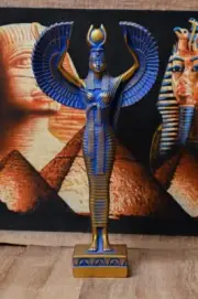 Egyptian statue of the goddess Isis with open wings stone - egyptian antique.