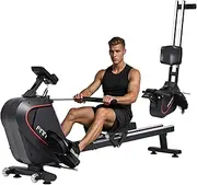 Advwin Magnetic Rowing Machine, 16-Level Adjustable Resistance Quiet Home Cardio Exercise Equipment w/Wheels & Comfortable Seat Cushion for Full Body Muscles Workout, Smooth&Compact - 150KG Capacity