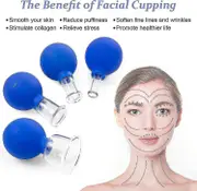 4 Pcs Face Cupping Massager Sets, Professional Glass Cupping Set With Silicone Ball