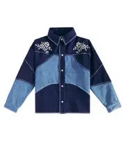 [The New Society] The New Society Danubio embroidered denim shirt Y 8 blue
