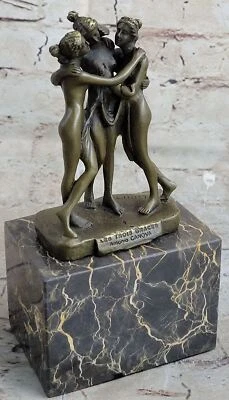 Three Graces Large Solid American Bronze Statute Sculpture by Canova Bookend NR
