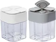 2 Pcs 4 in 1 Spice Container Salt and Pepper Shaker Transparent Seasoning Shaker Can Filter Lumps Spice Jars for Home Restaurant Camping Travel Cooking BBQ