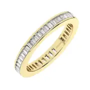 18K Yellow Gold, 3 MM 100% Natural Baguette Cut Diamonds Full Eternity Ring