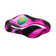 Authentic Power Balance Silicone Wristband - Swirl Neon Pink/Black - Small