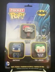 NIP Pocket Pop! vinyl figures (Batman, Harley Quinn, The Joker)